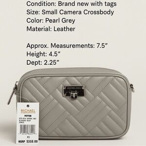 Michael Kors Peyton Quilted Leather Crossbody in Pearl Grey NWT